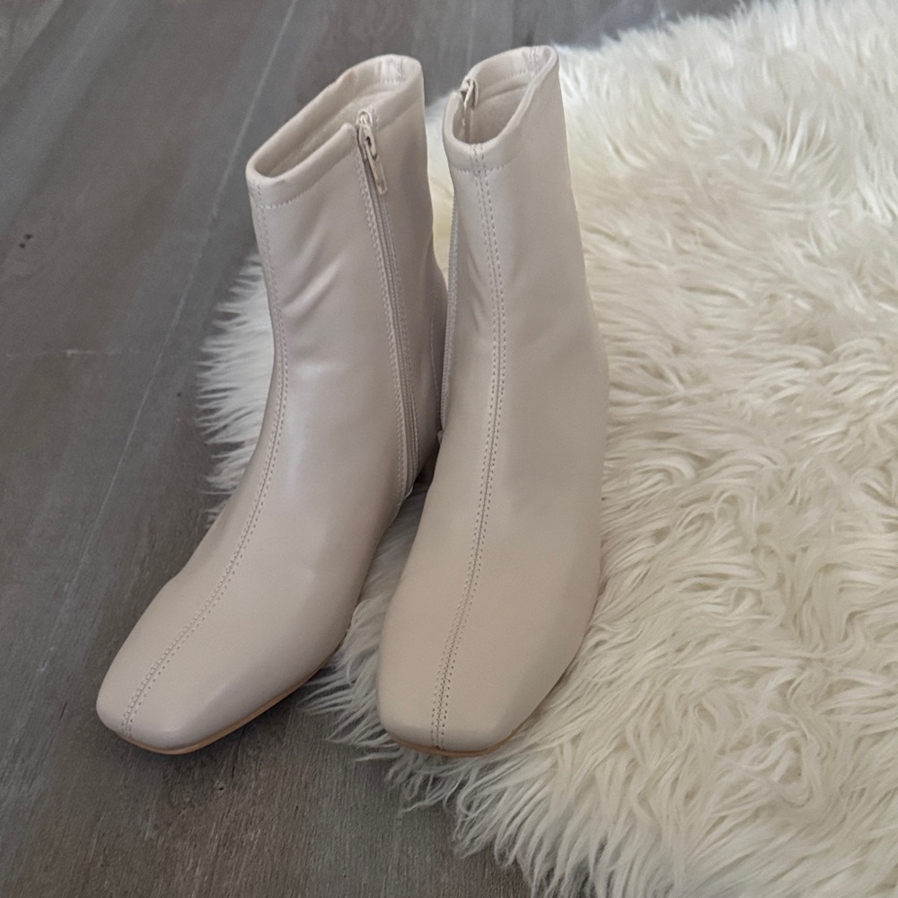 Elegant Cream Ankle Boots